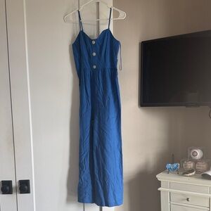 Blue Button-Down Jumpsuit